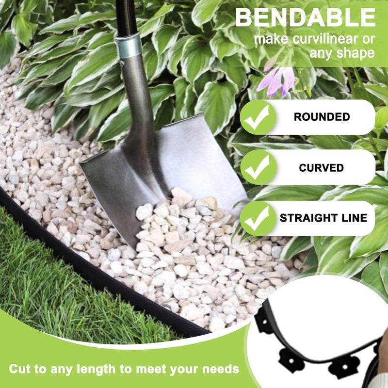 H HUGELEAF Hugeleaf Landscape Edging 2 Inches Tall, 50 Feet Garden Edging Border with 60pcs Spikes, Flexible Plastic Lawn Edge for Landscaping Flower Beds Yard Pathway - Image 4